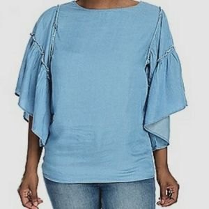 Indigo Thread Co. Ruffled Sleeve Top